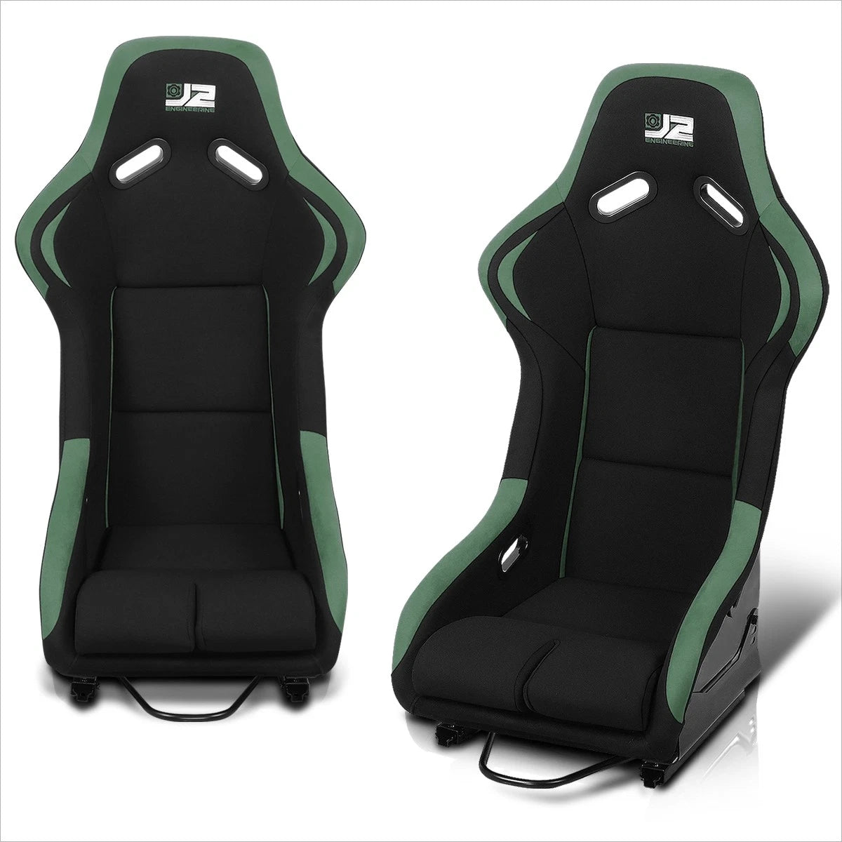 J2 Engineering Fixed Position Bucket Racing Seat + Sliders for Universal Fit (2000–2023)