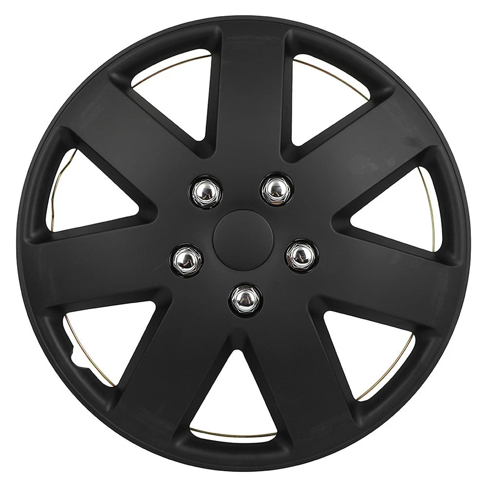 Set of 4 Black 16 Inch Snap On Full Hub Caps for R16 Tire & Rim