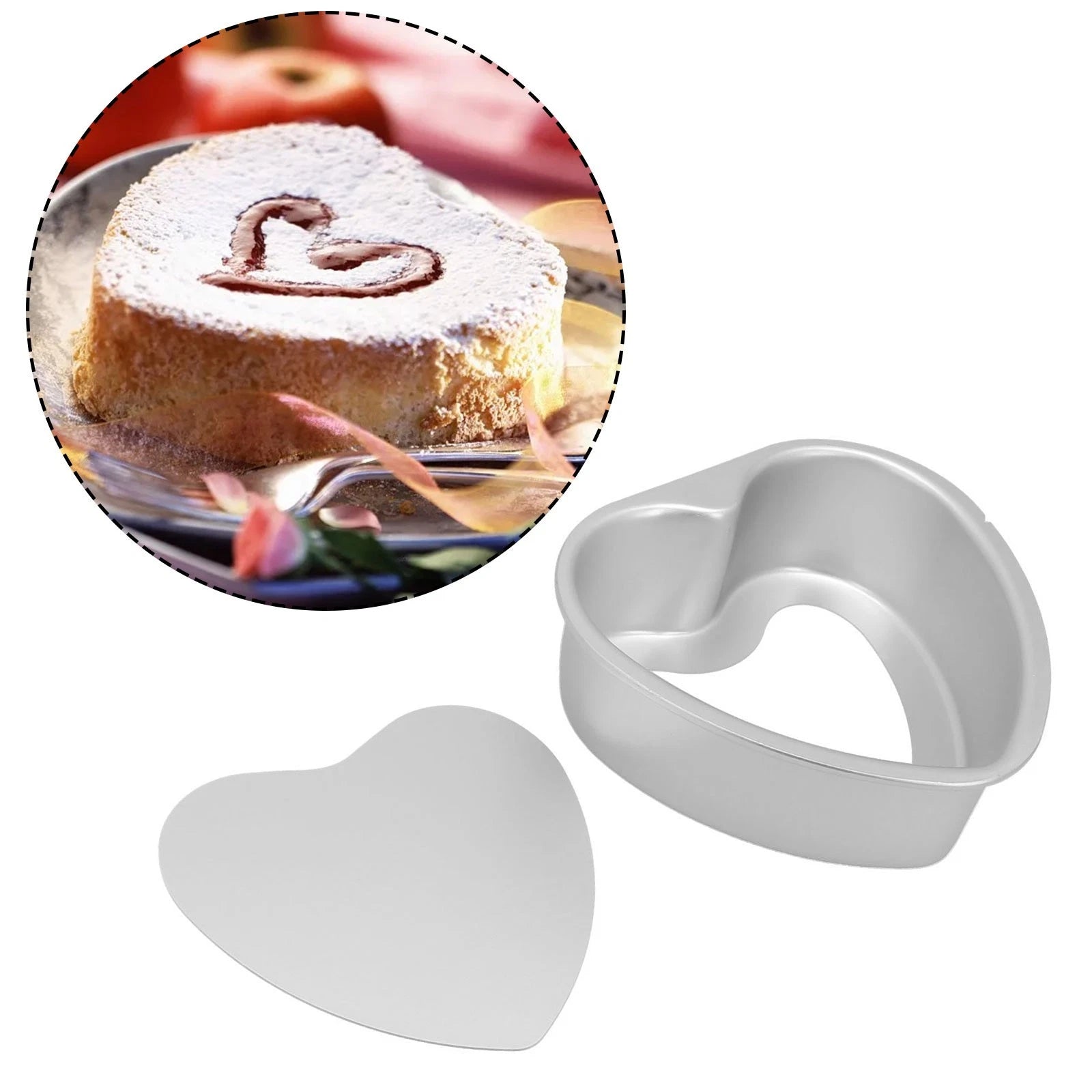 Set of 4 Heart Shaped Cake Pans for Kitchen (Aluminium Alloy)