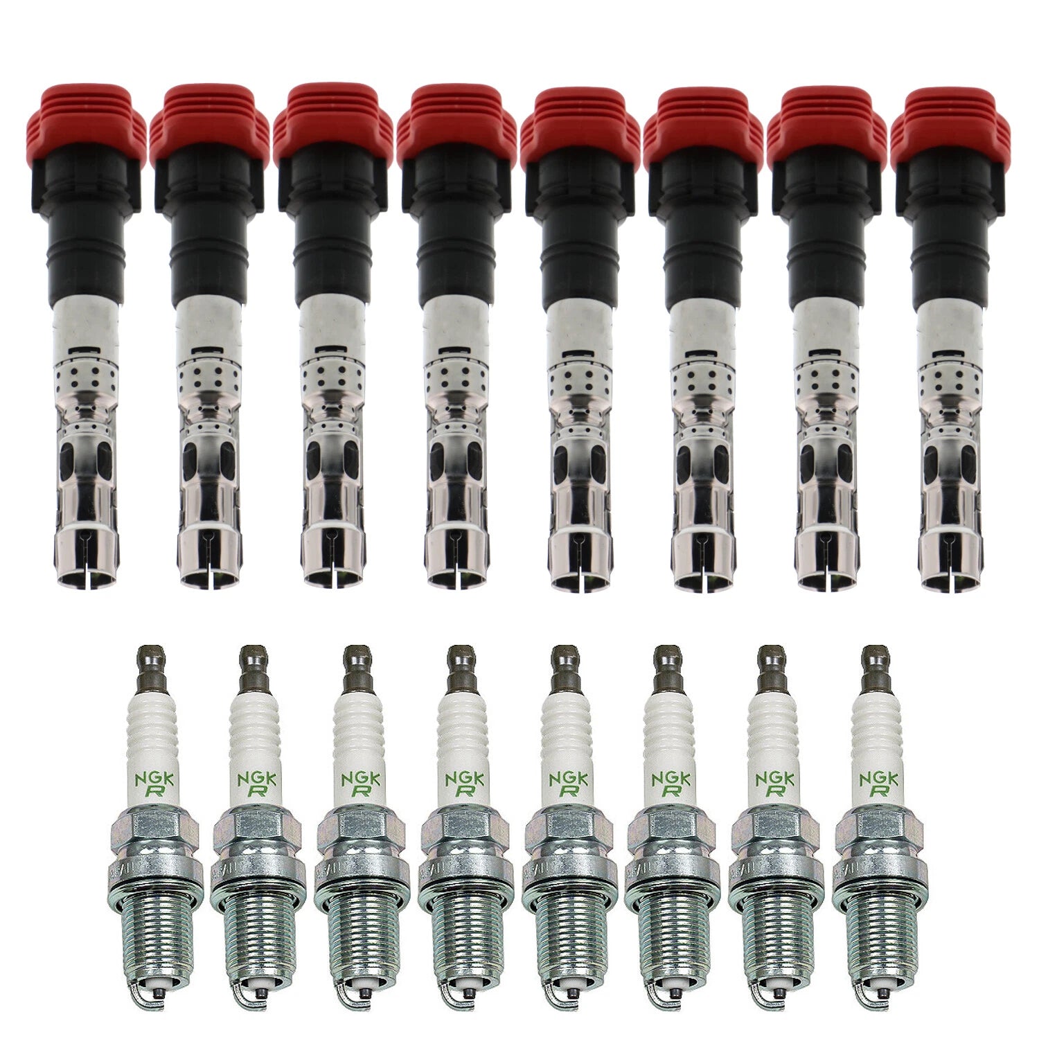 Set of 8 Ignition Coils & NGK V-Power Spark Plugs for Audi A6 Quattro S4 (1995–2005)