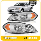 Set of 2 Chrome Headlight Assembly for Chevy Impala (2006–2013)
