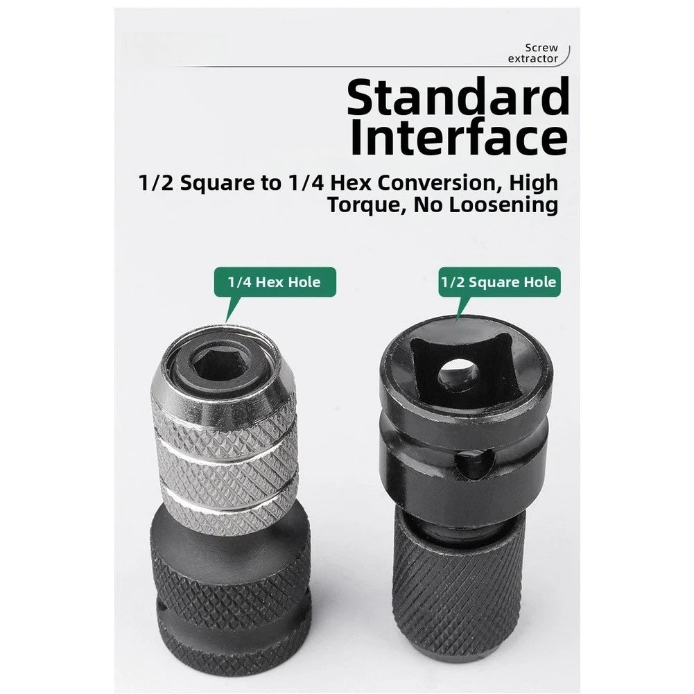 Carbon Steel Socket Adapter for Impact Wrench 1/2 to 1/4 Hex Conversion