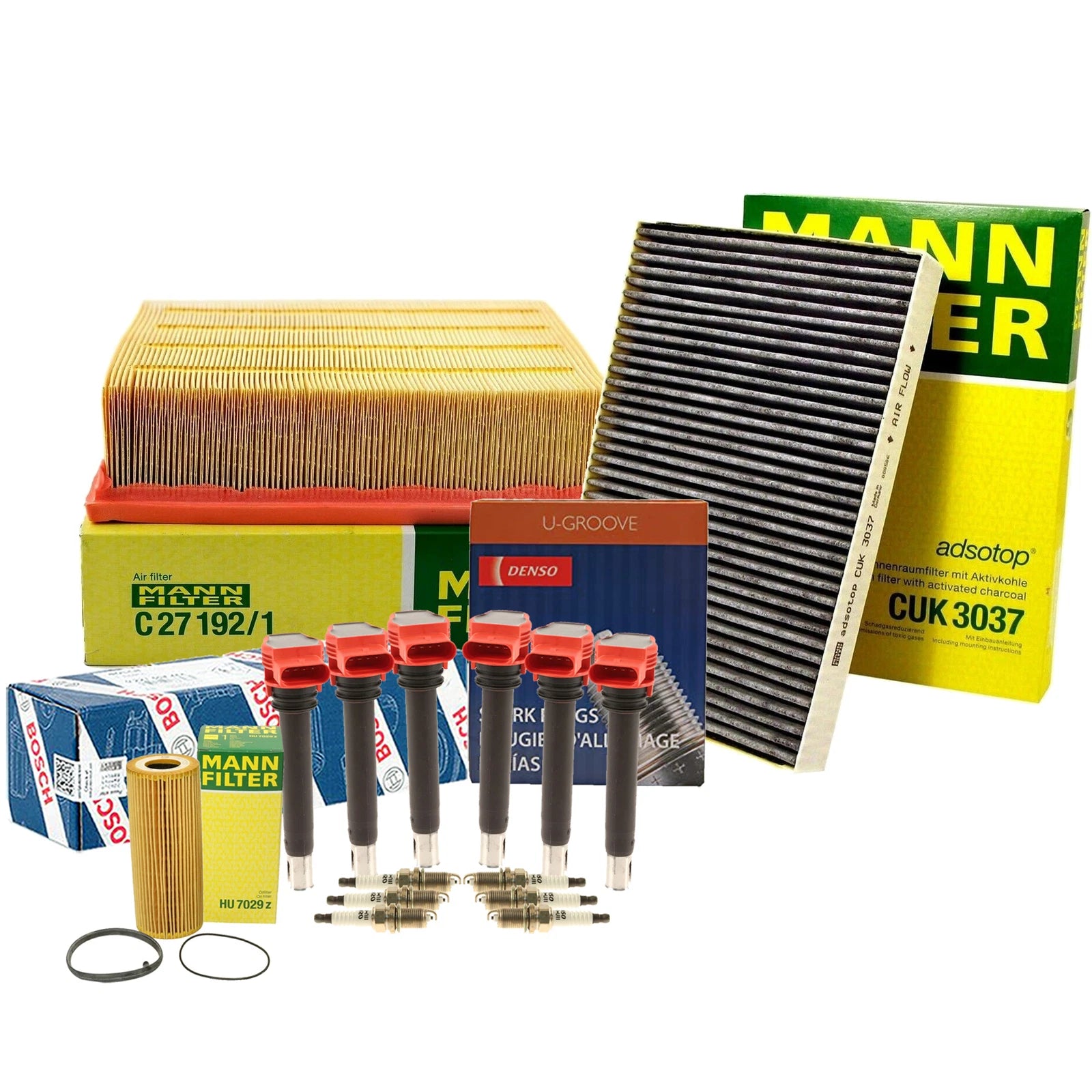 Tune Up Kit with 6 Coils & 6 U-Groove Spark Plugs for Audi BKH