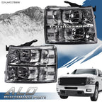 Clear Chrome LED DRL Headlights for Chevy Silverado 1500 2500 3500 (2007–2014)