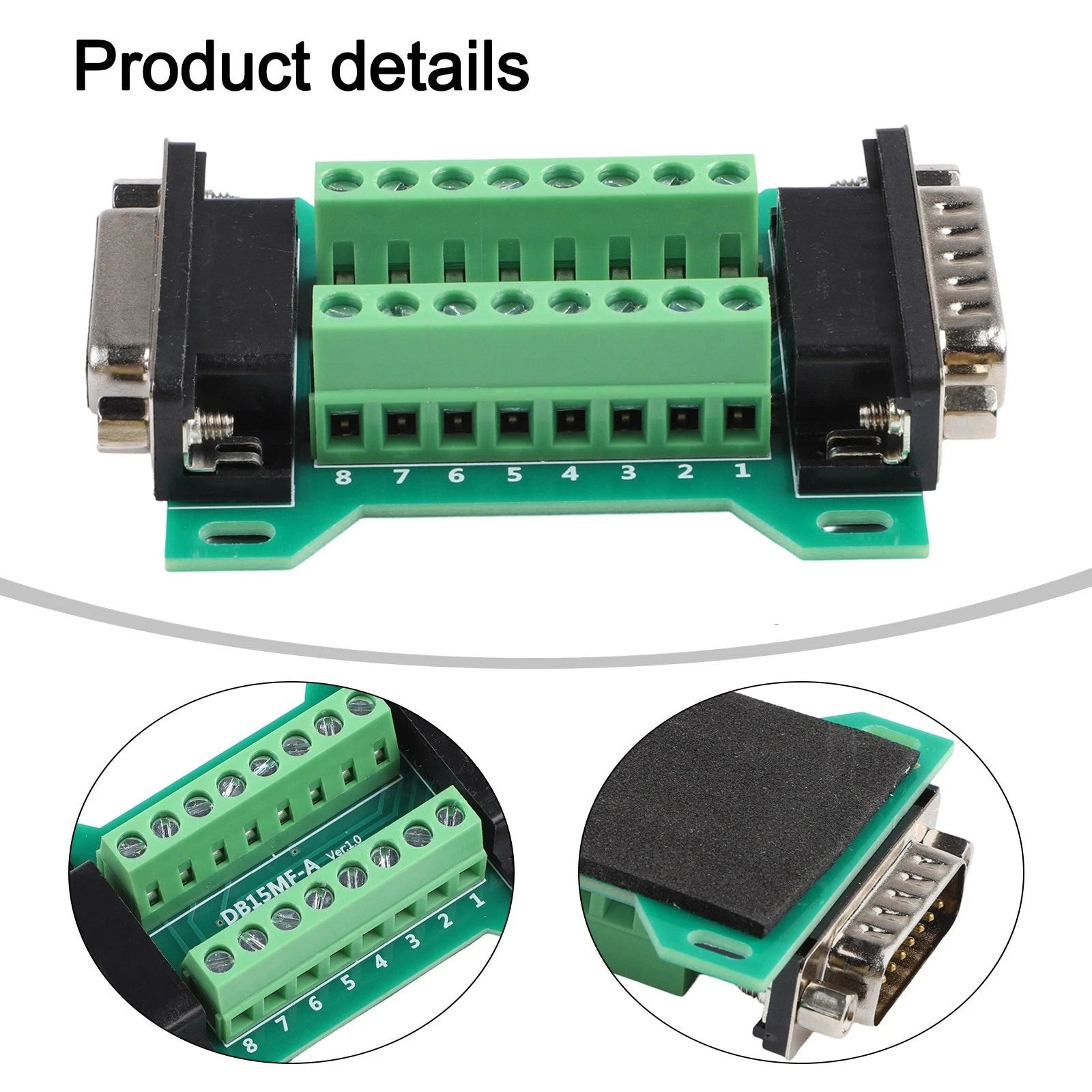 DB15MFA Terminal Block Adapter for Male Female Connector Board