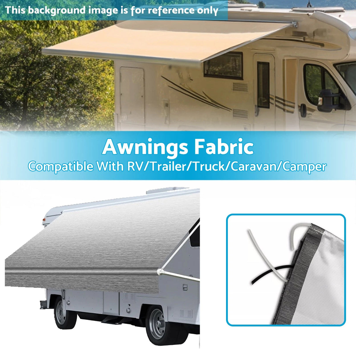 Awning Fabric for RV Trailer Caravan Truck (14 FT, Waterproof Vinyl)