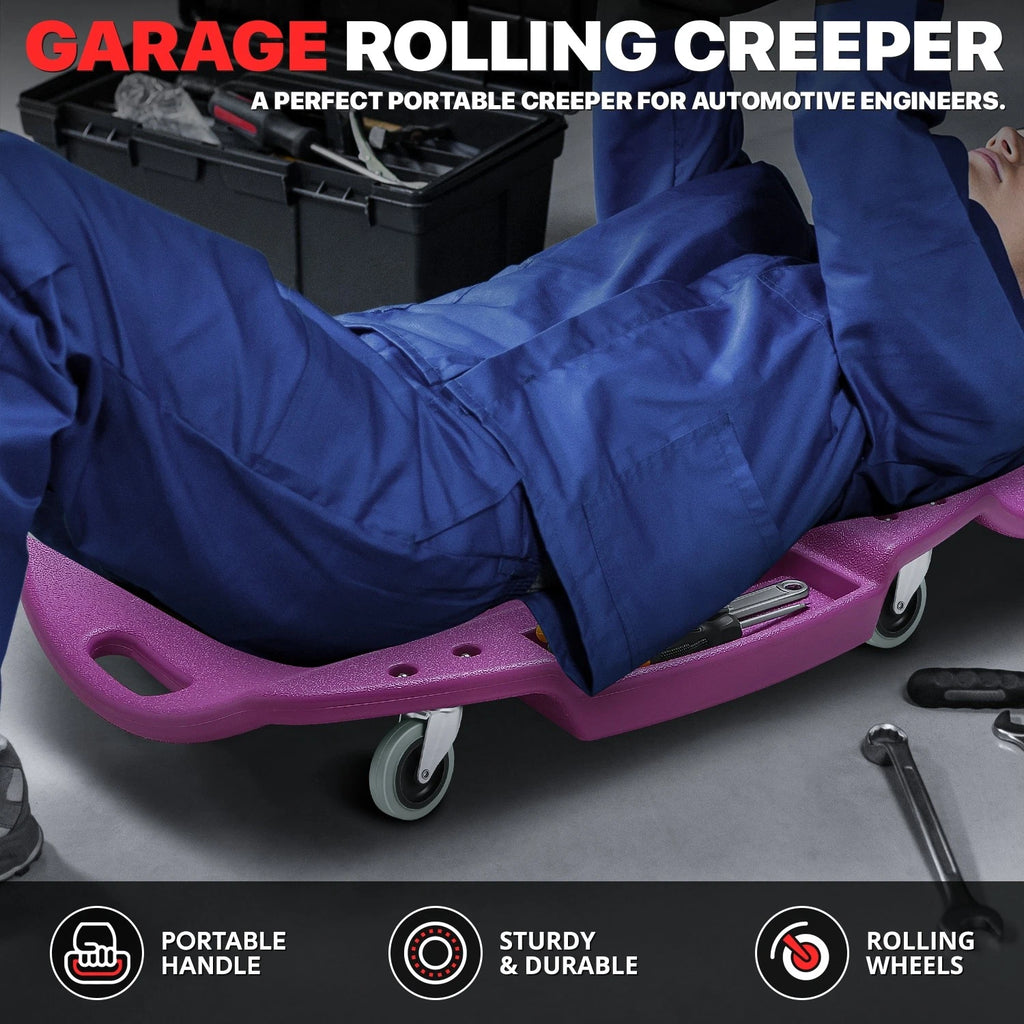 48" x 23.5" Purple Ergonomic HDPE Automotive Creeper for Mechanics