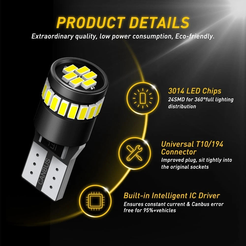 2X AUXITO T10 168 194 2825 LED License Plate Side Marker Light Bulb for