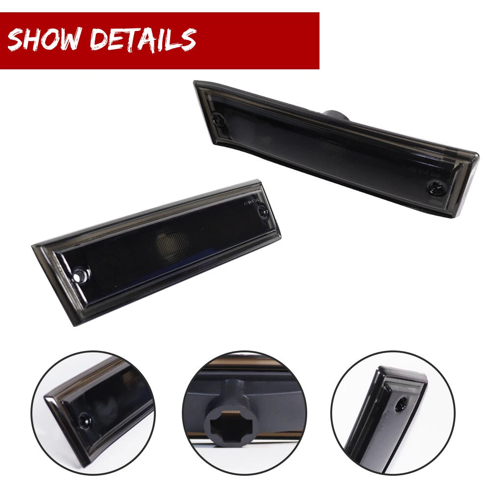 Smoked Front Side Marker Lights for Chevrolet C10 C20 C30 GMC C1500 C2500 (1981–1991)
