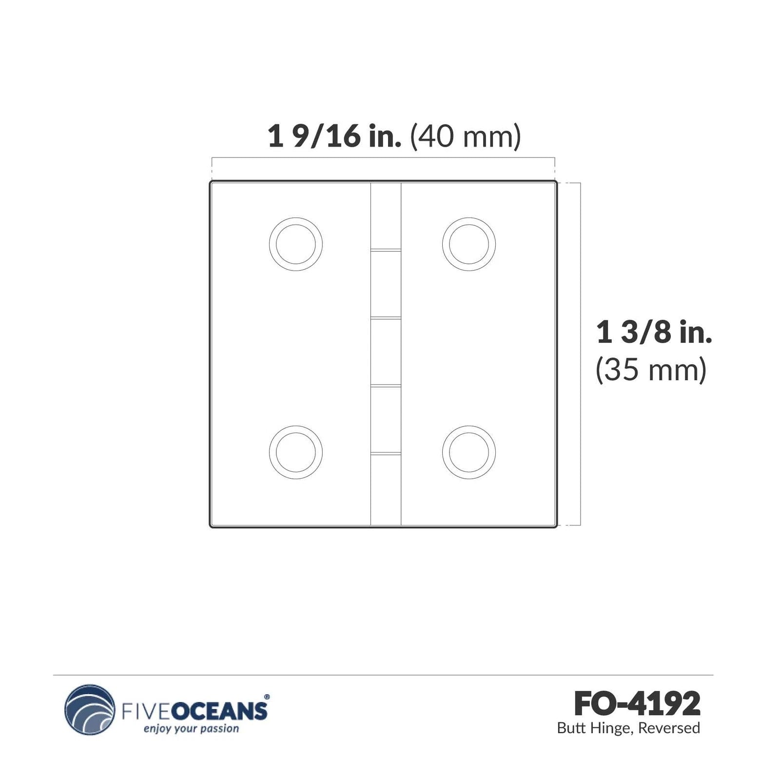 Butt Hinge for Marine Boat Cabinet Door AISI316 Stainless Steel FO4192