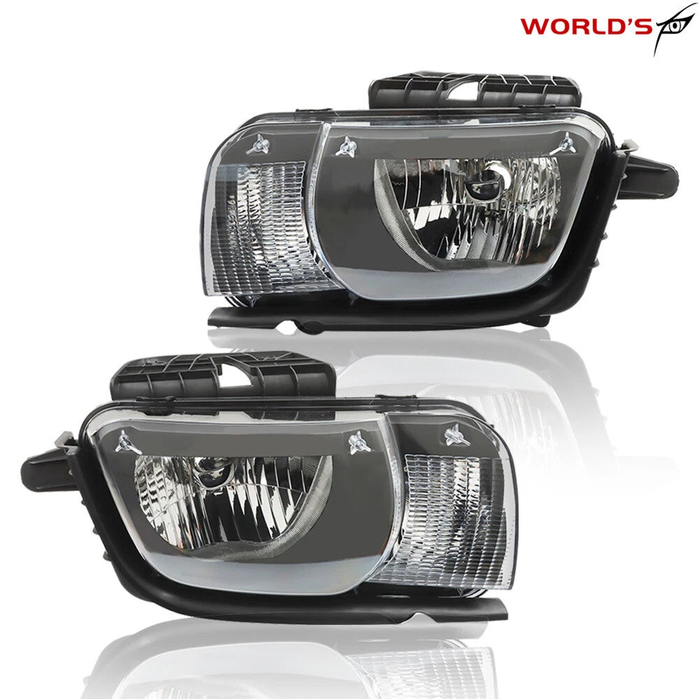 Set of 2 Headlight Halogen for Chevrolet Camaro (2010–2013) Black Housing
