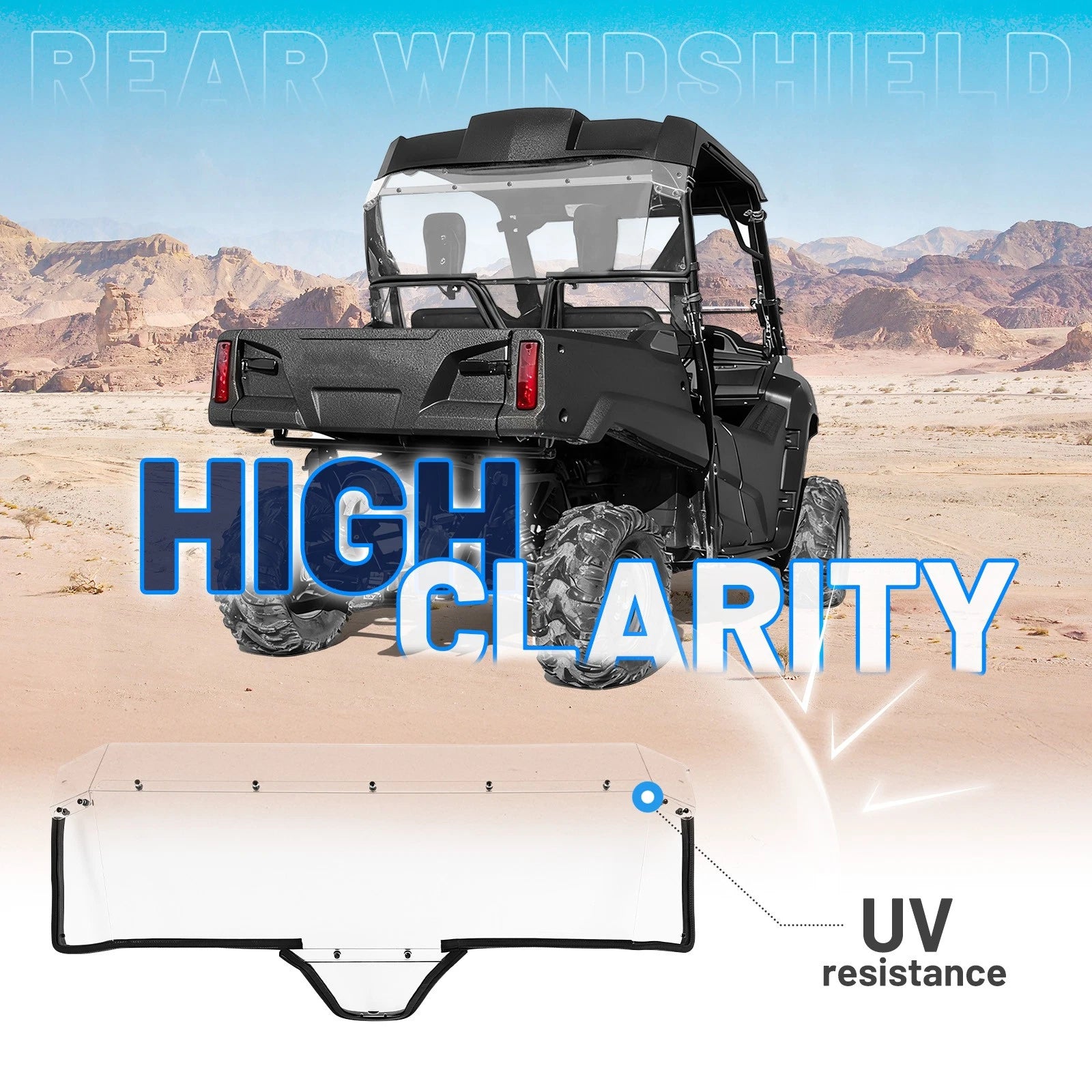 Clear Rear Windshield for Honda Pioneer 700 (2014–2023)
