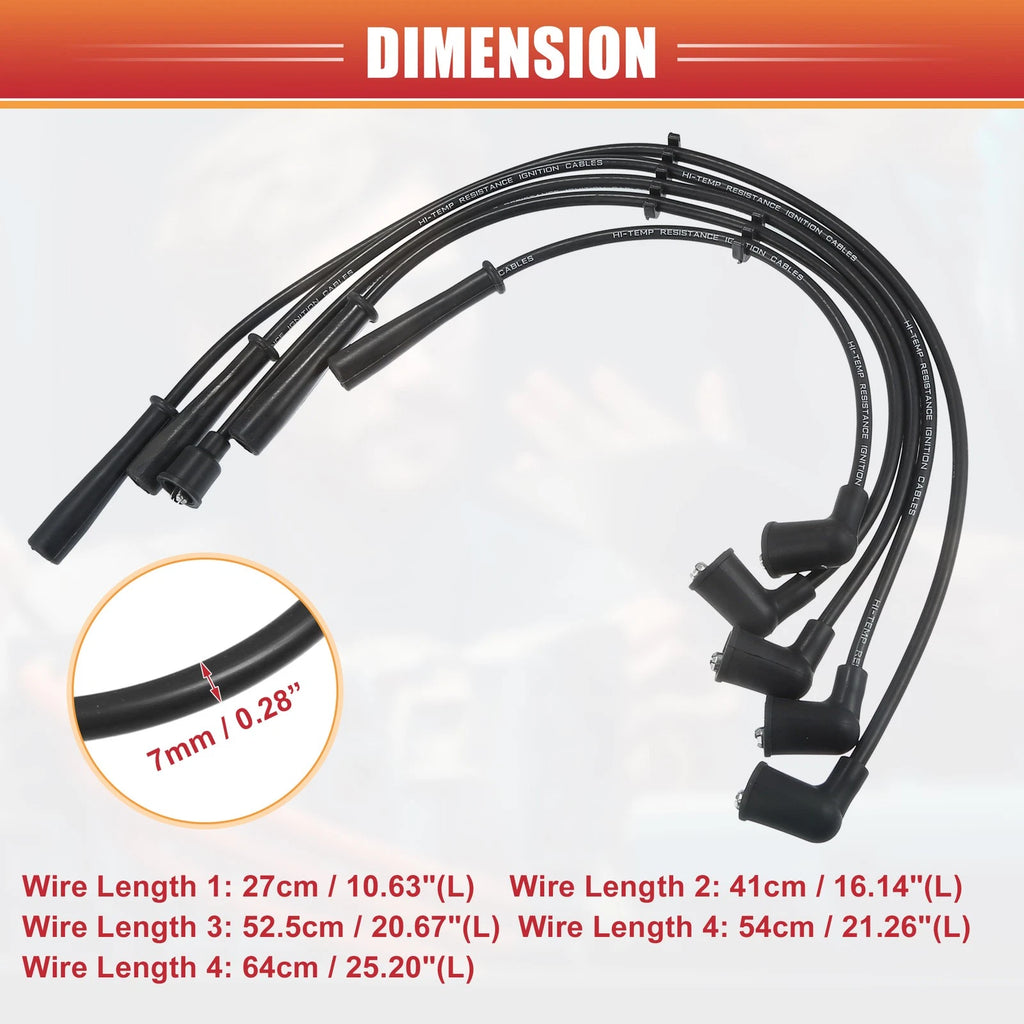 5pcs Spark Plug Wire Ignition Coil Cable No.8BU518140A for Mazda B2200 B2600 (1986–1993)
