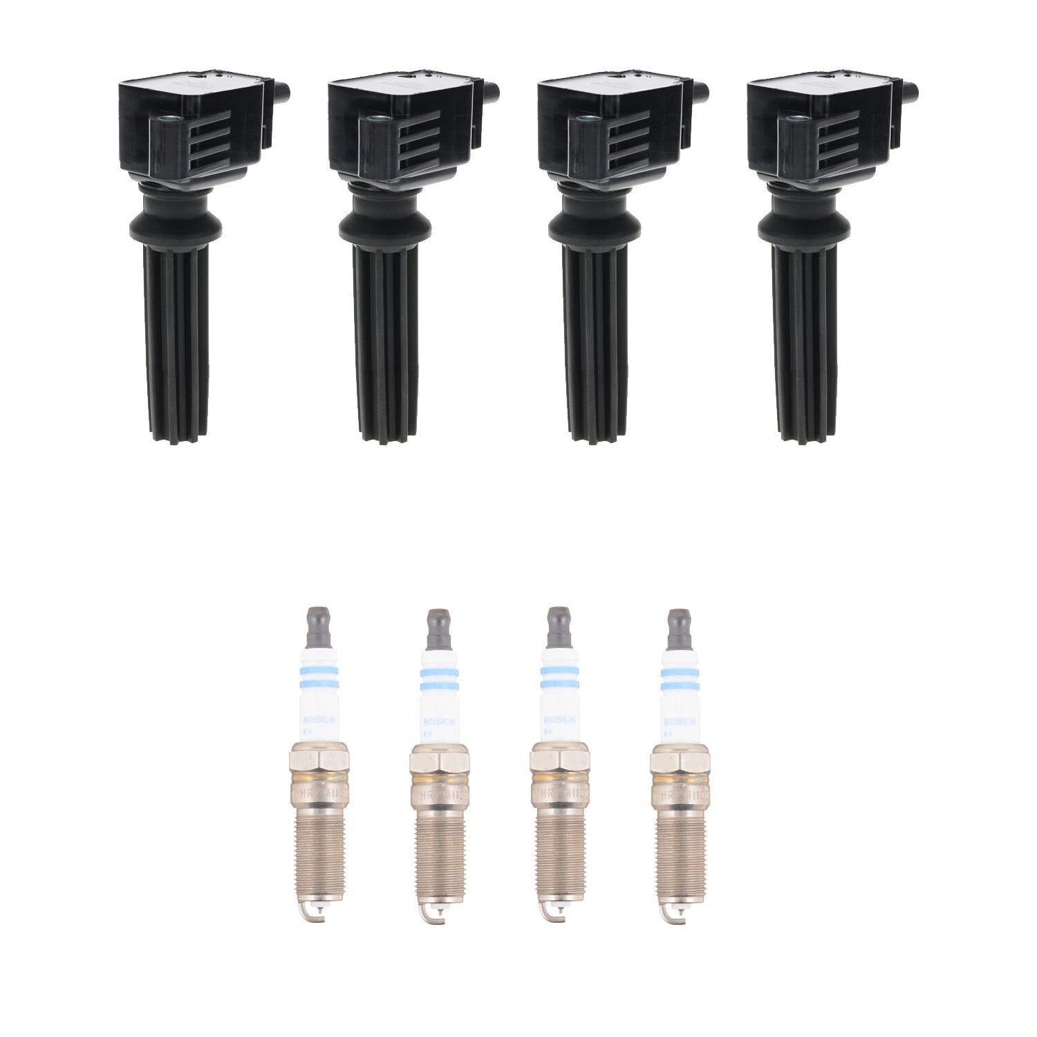 Set of 4 Ignition Coils & Spark Plugs for Ford Focus RS (2016–2018)