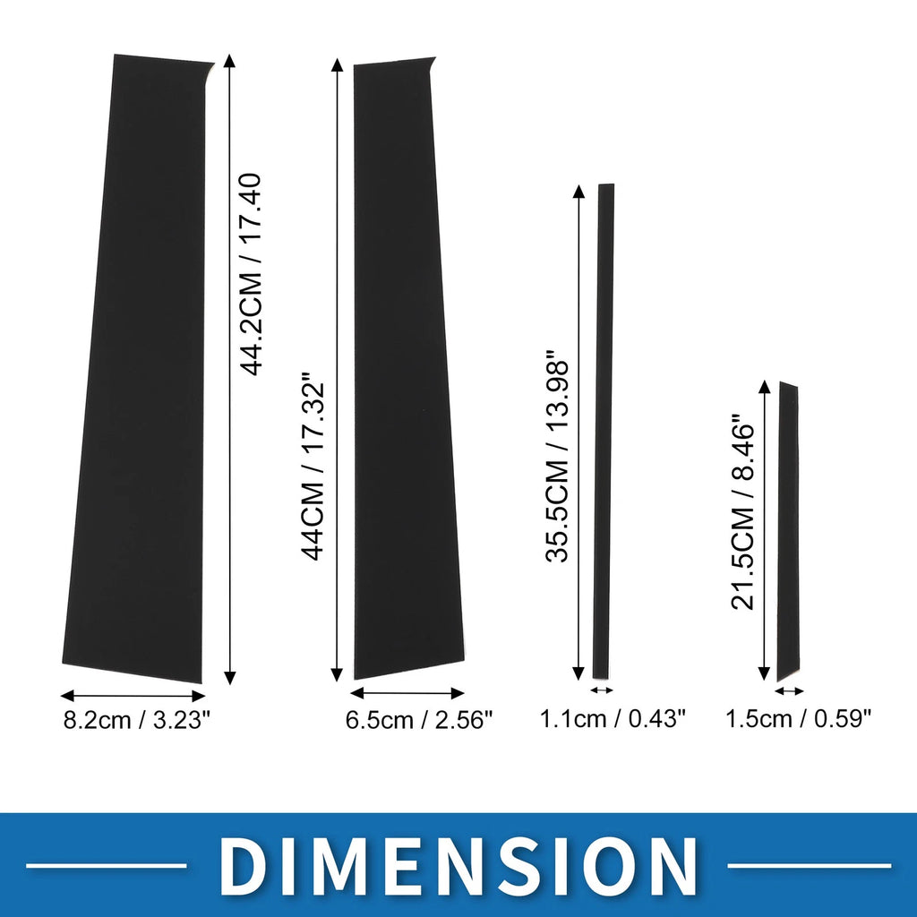 8 Pcs Door Pillar Window Trim for Toyota Yaris (2005–2014) Black
