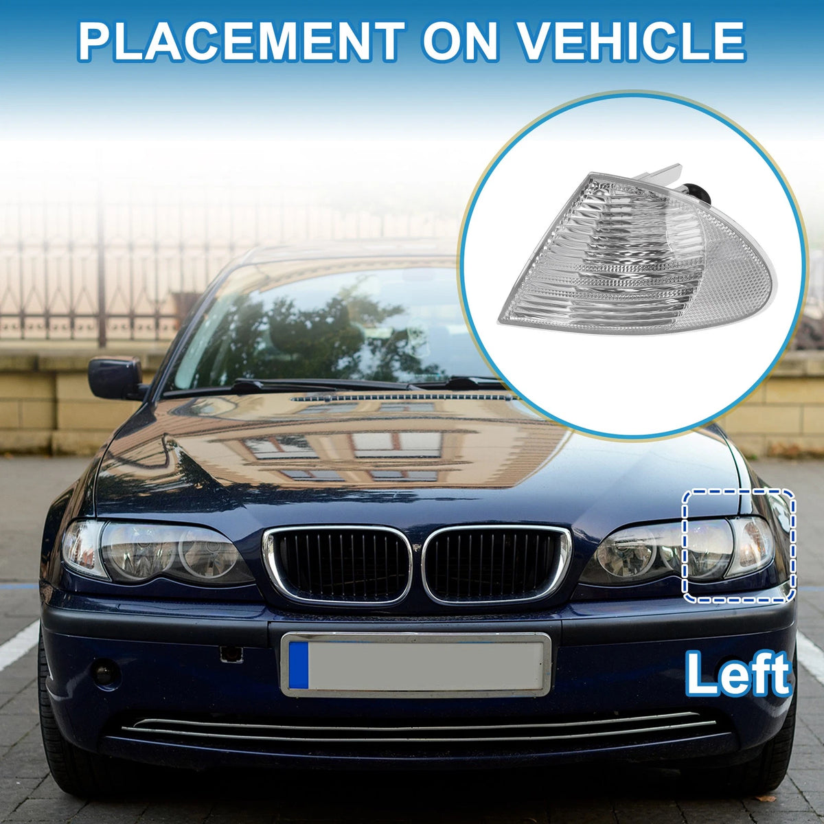 1 Pc Left Corner Signal Light Cover for BMW 3 Series (1999–2001) No.63136902765