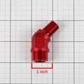 1/4" NPT Male 45 Degree to 1/4" Female Hose Fitting - Red Aluminum Finish