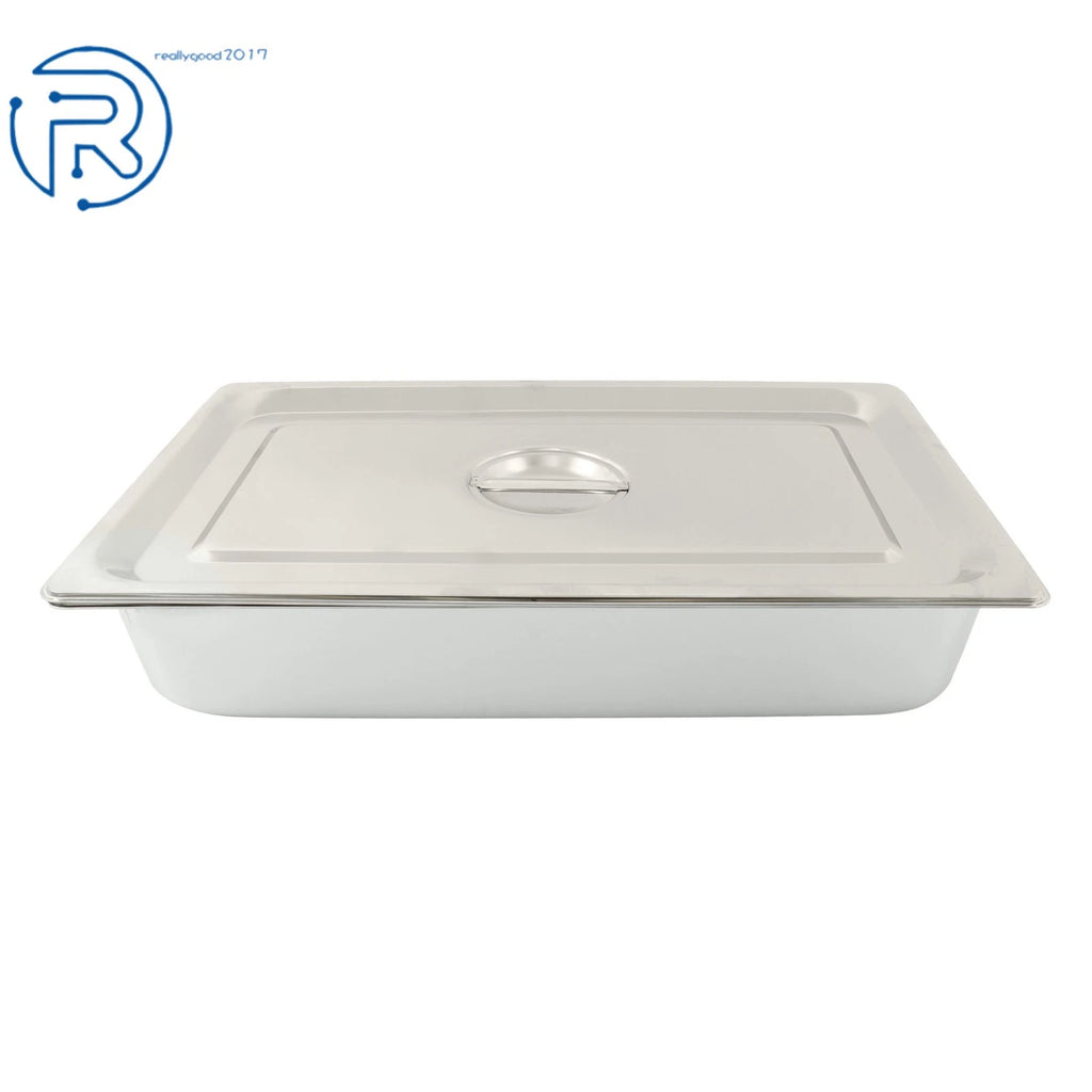 Set of 4 Stainless Steel Steam Hotel Pans with Lids Full Size 3.7" Deep