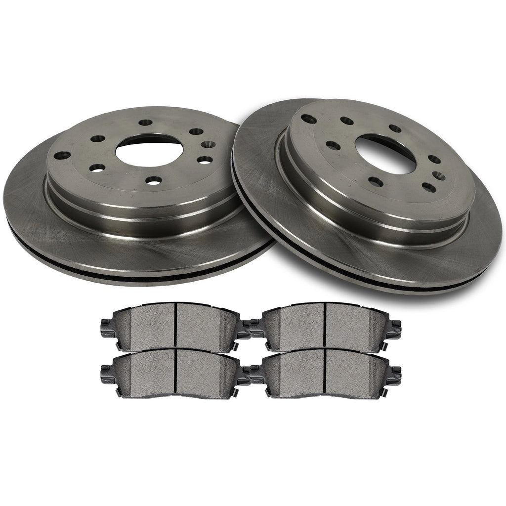 Set of 4 Rear Ceramic Brake Pads and Rotors for Buick Enclave (2008–2017)
