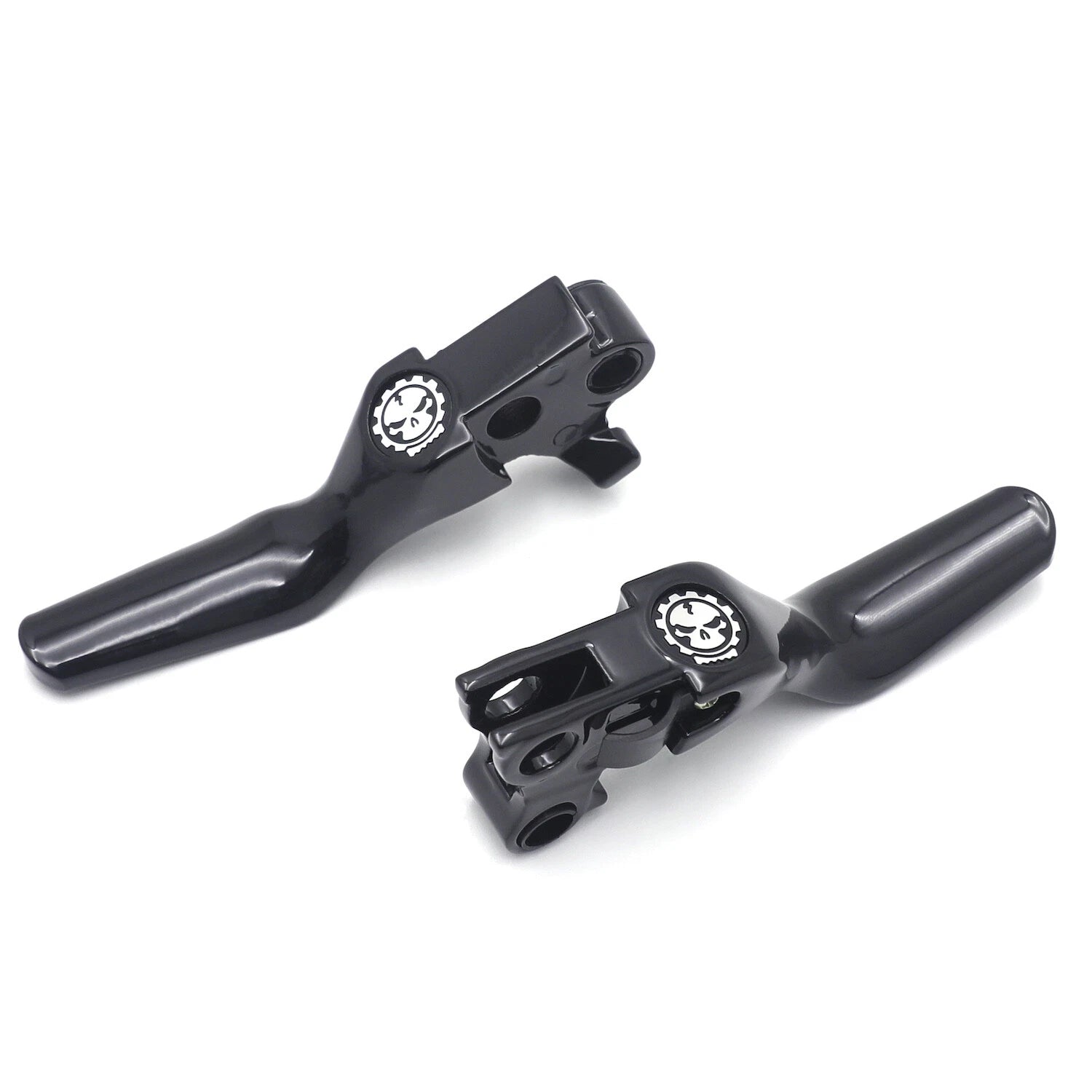 Chrome Skull Shorty Brake Clutch Levers for Harley XL/Dyna/Touring (1996–2007)