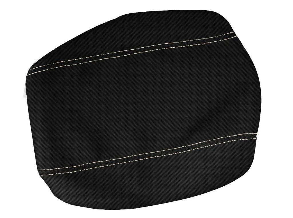 Console Lid Armrest Cover for Toyota 4Runner (1996–2002) Carbon Fiber Beige Stitch