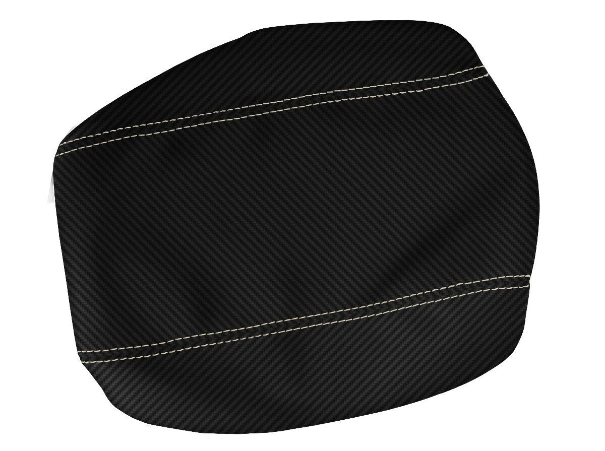 Console Lid Armrest Cover for Toyota 4Runner (1996–2002) Carbon Fiber Beige Stitch
