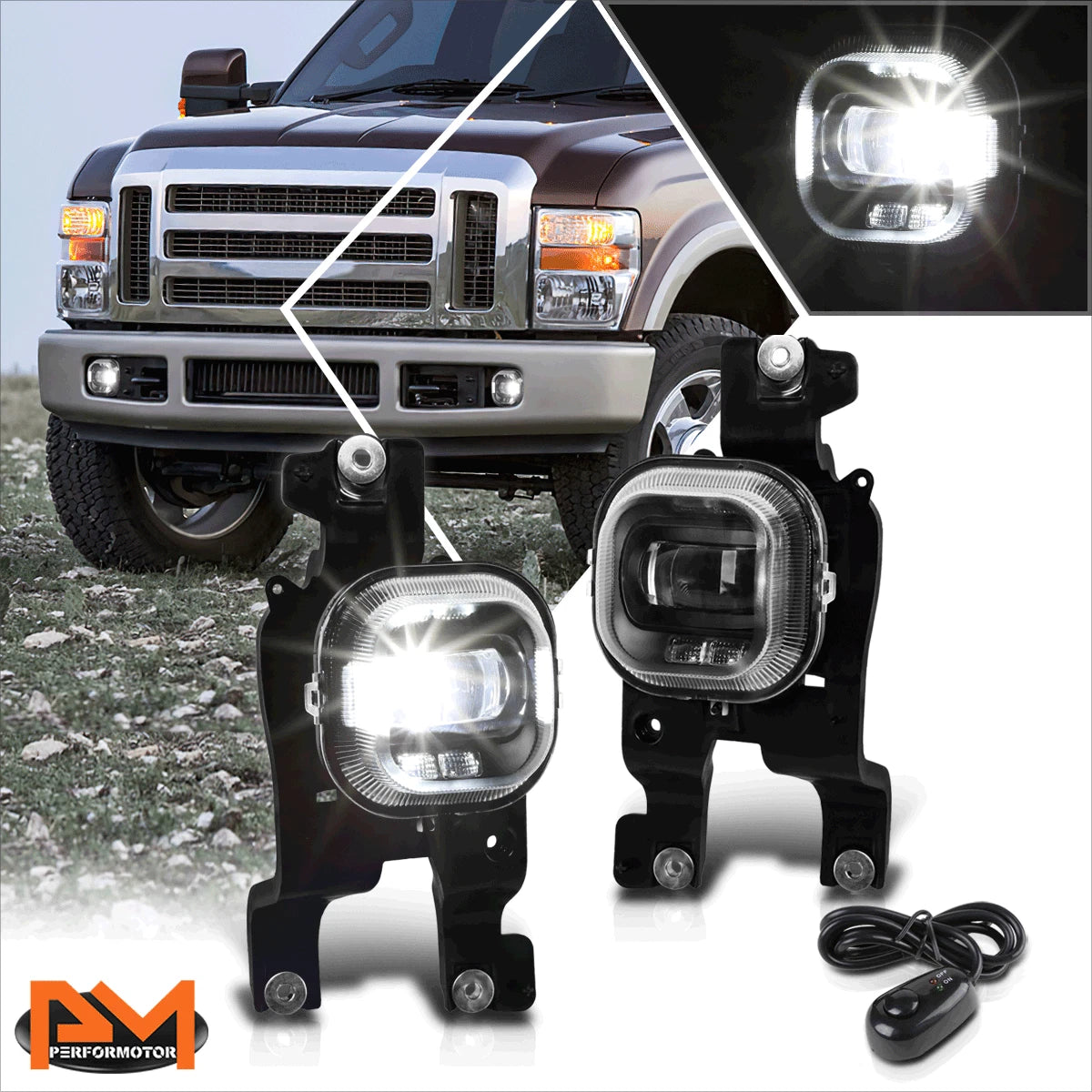 Clear Lens LED Projector Fog Light for Ford F250-F550 Super Duty (2008–2010)