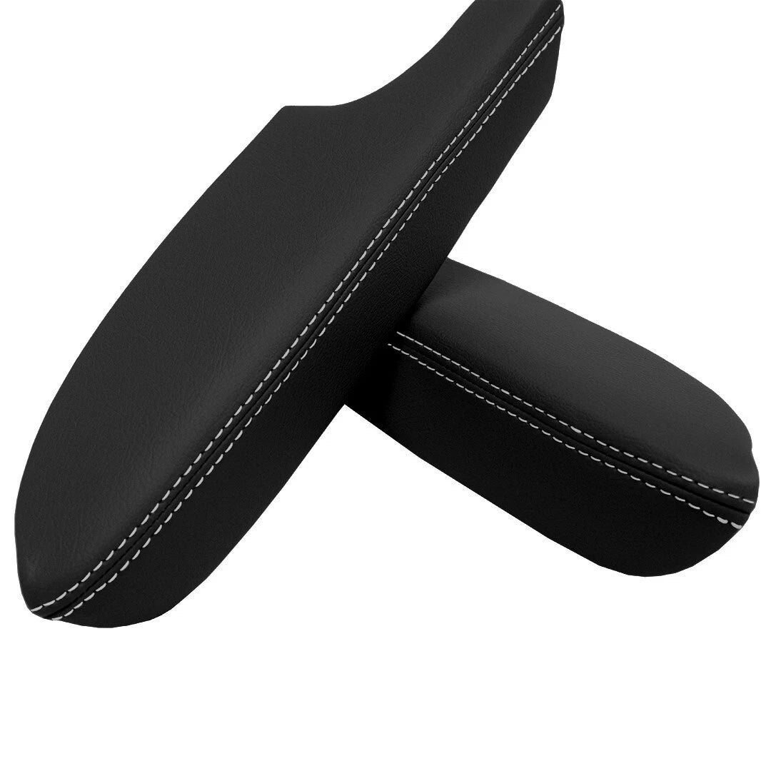 Door Panel Armrest Cover for Acura TSX (2009–2014) PVC Leather White Stitch