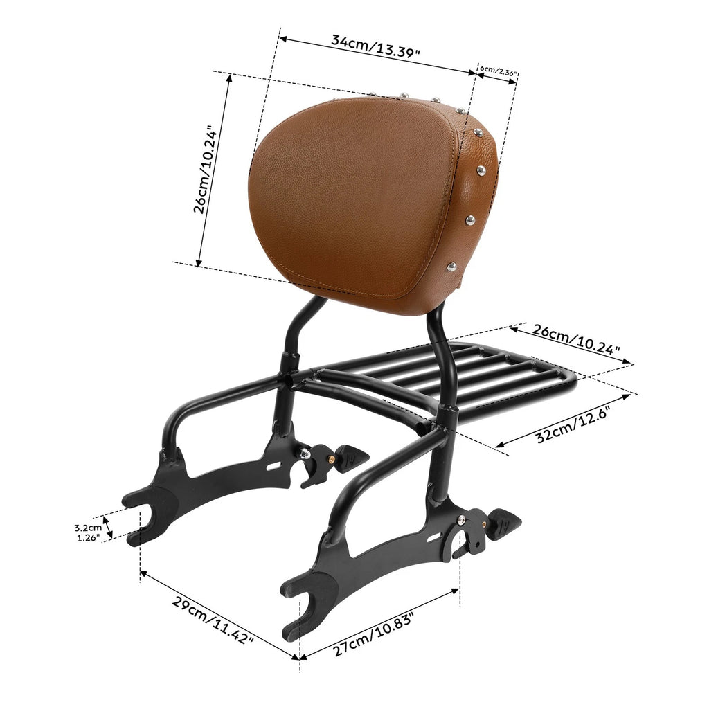 Backrest Pad Sissy Bar Luggage Rack for Indian Chieftain (2014–2025), Challenger (2021–2025)