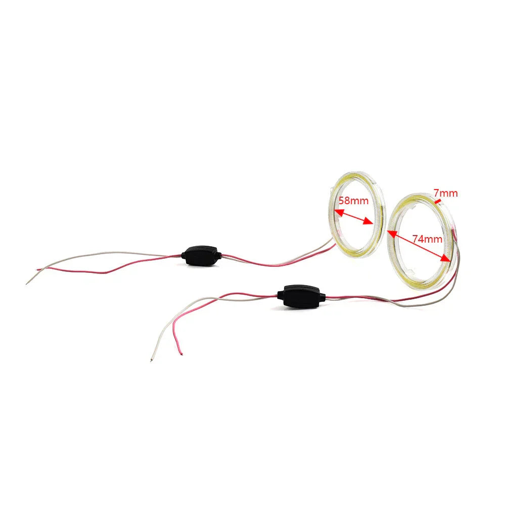 70MM LED Halo Ring Fog Headlights for Universal Car 12V