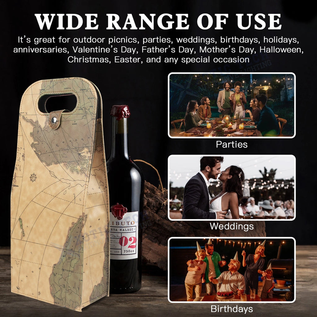 Leather Wine Carrier Bag for Double Bottle Protection for Car (2010-2020)