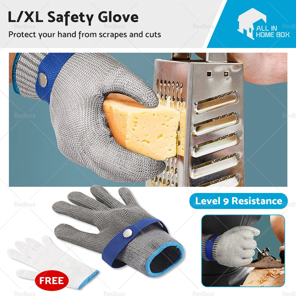 Stainless Steel Cut Proof Stab Resistant Butcher Gloves L XL