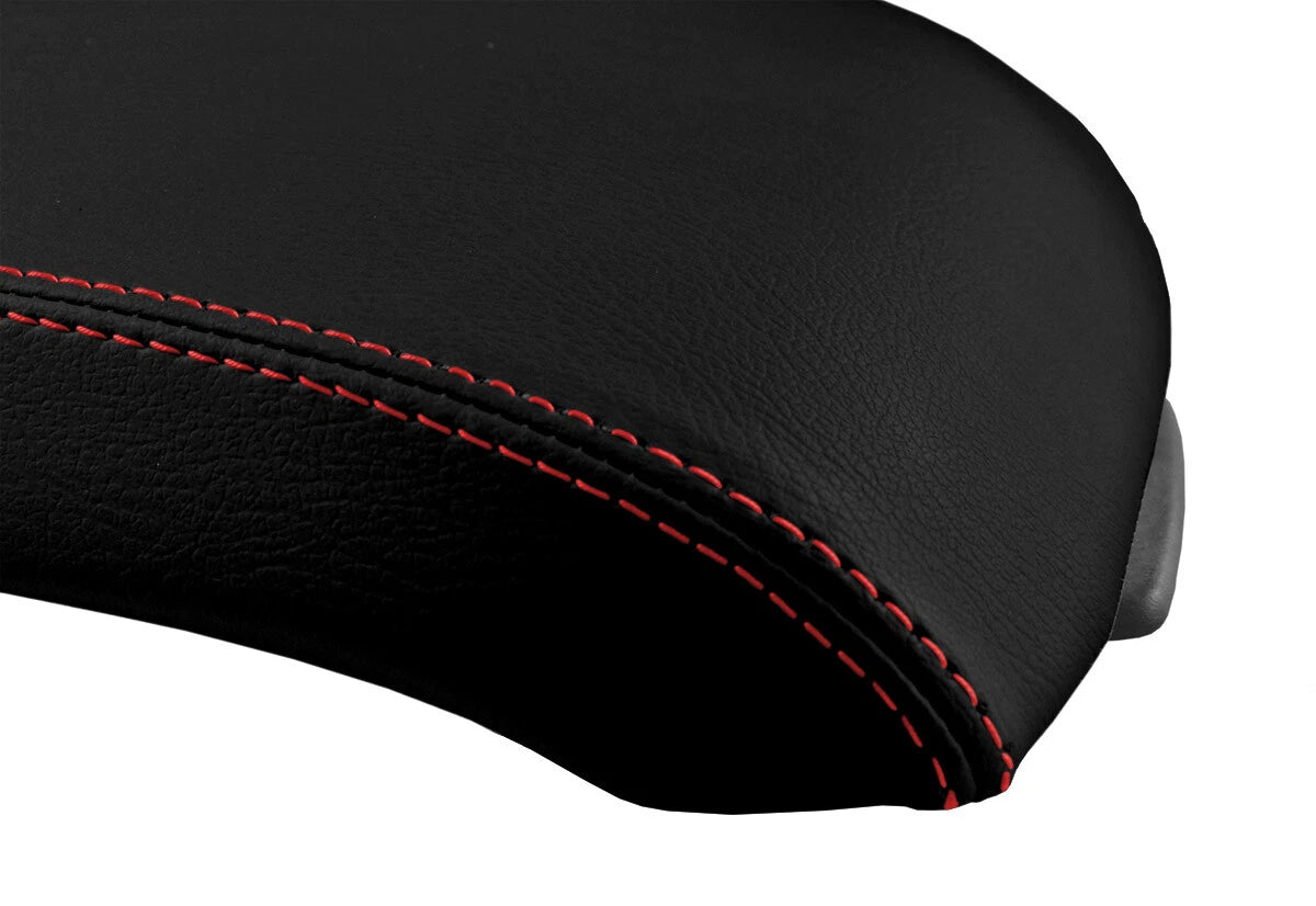 Leather Console Lid Armrest Cover for Ford Edge (2007–2010) Red Stitch
