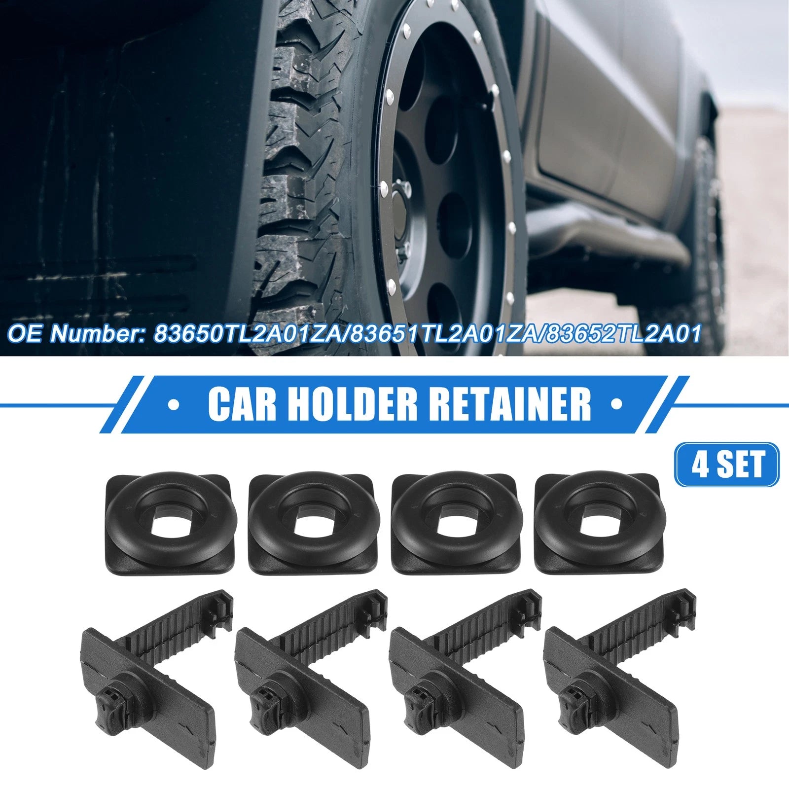 Set of 4 Car Holder Retainers for Honda Acura (No. 83650TL2A01ZA/83651TL2A01ZA)