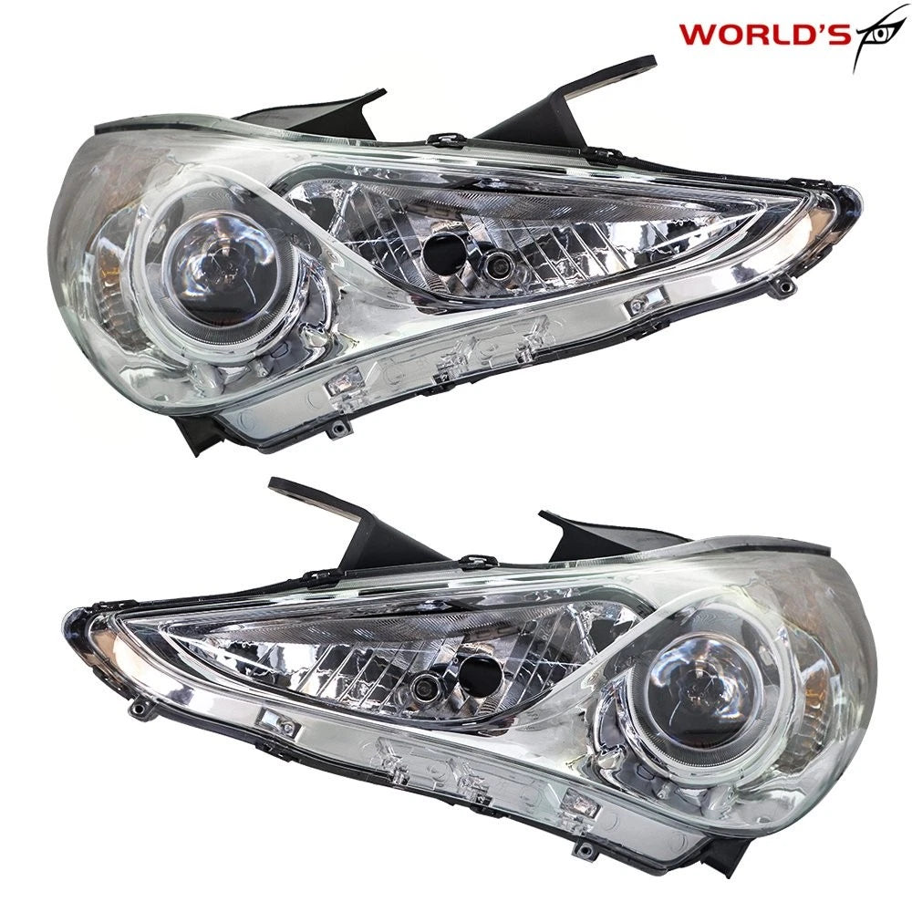 Halogen Headlight Set for Hyundai Sonata (2011–2014) Chrome Trim Amber Corner