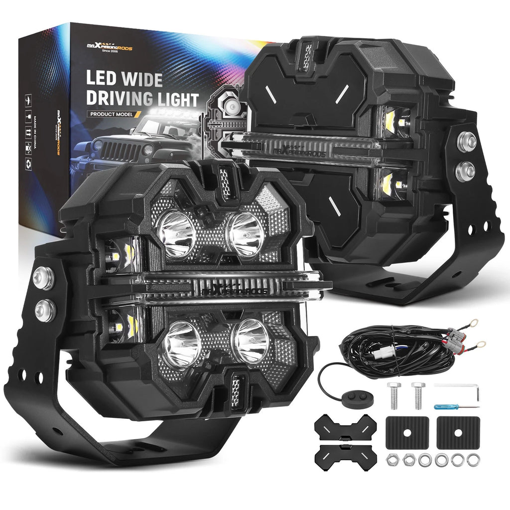 5" 212W LED Driving Lights Spot Side Shooter Pod RGB DRL White Amber Off Road