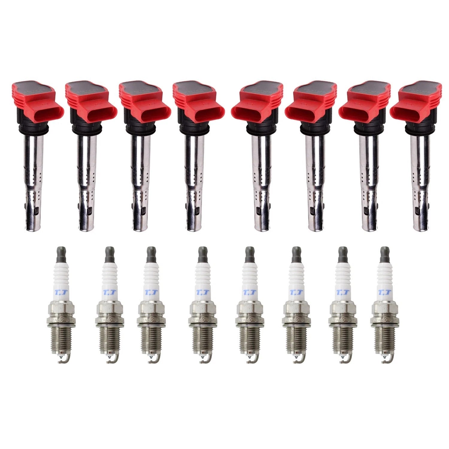 Set of 8 Ignition Coils & Denso Platinum TT Spark Plugs for Audi S5 (2008–2012)