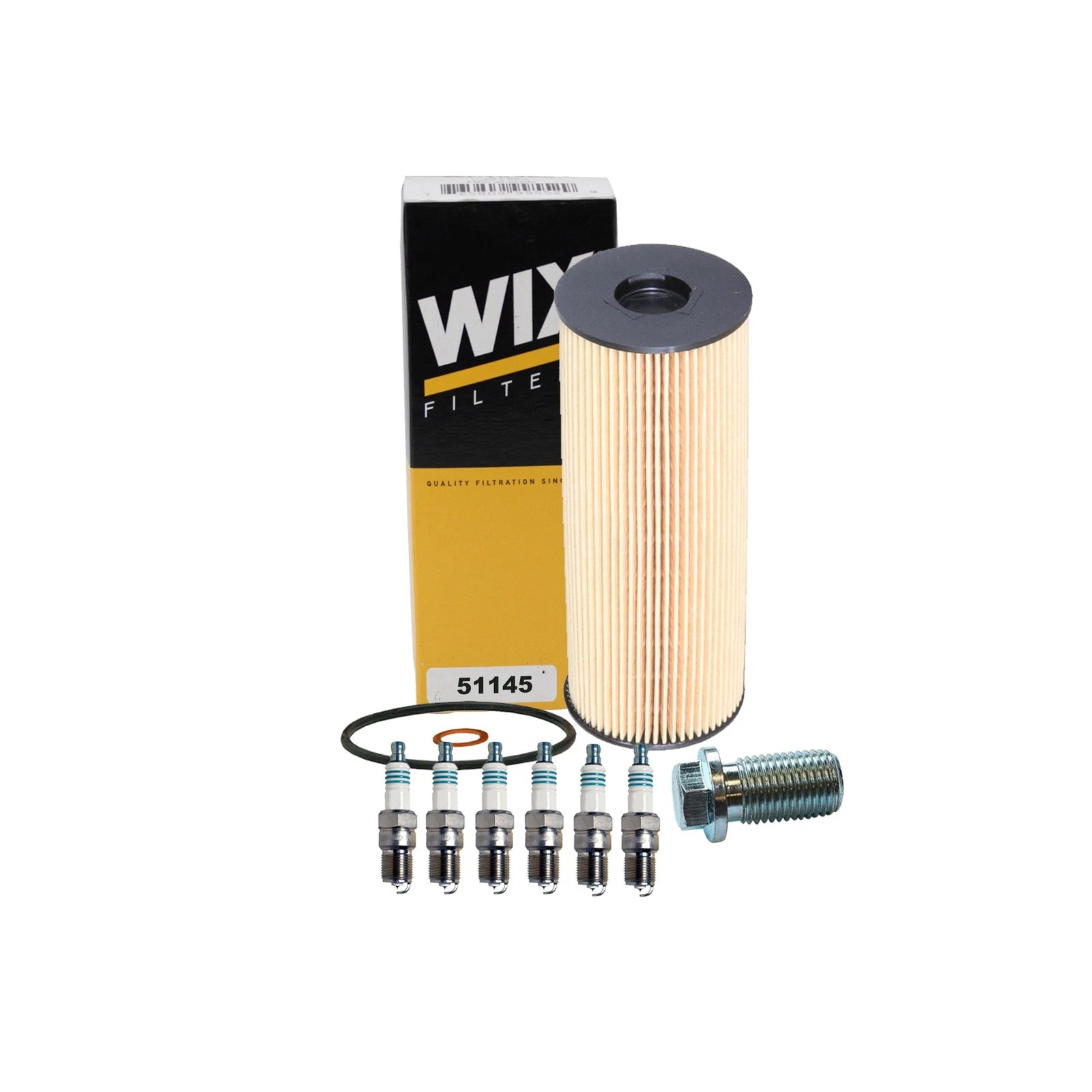 Wix Engine Oil Filter & Denso 6 Iridium Spark Plugs for Mercedes W124 300CE (1983–1993)