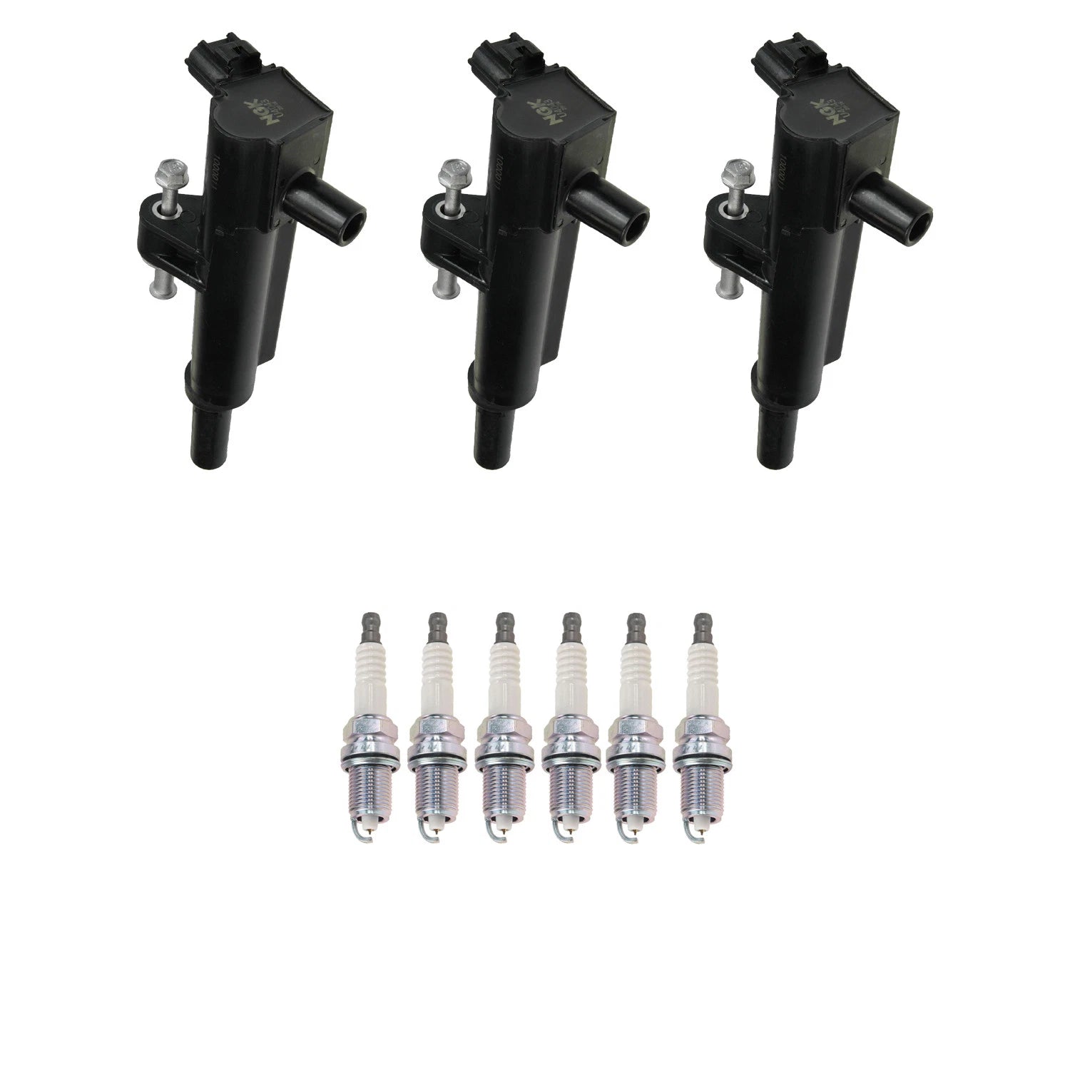 Set of 3 NGK Ignition Coils & 6 Platinum Spark Plugs for Dakota Nitro Ram 1500 (2005–2011)