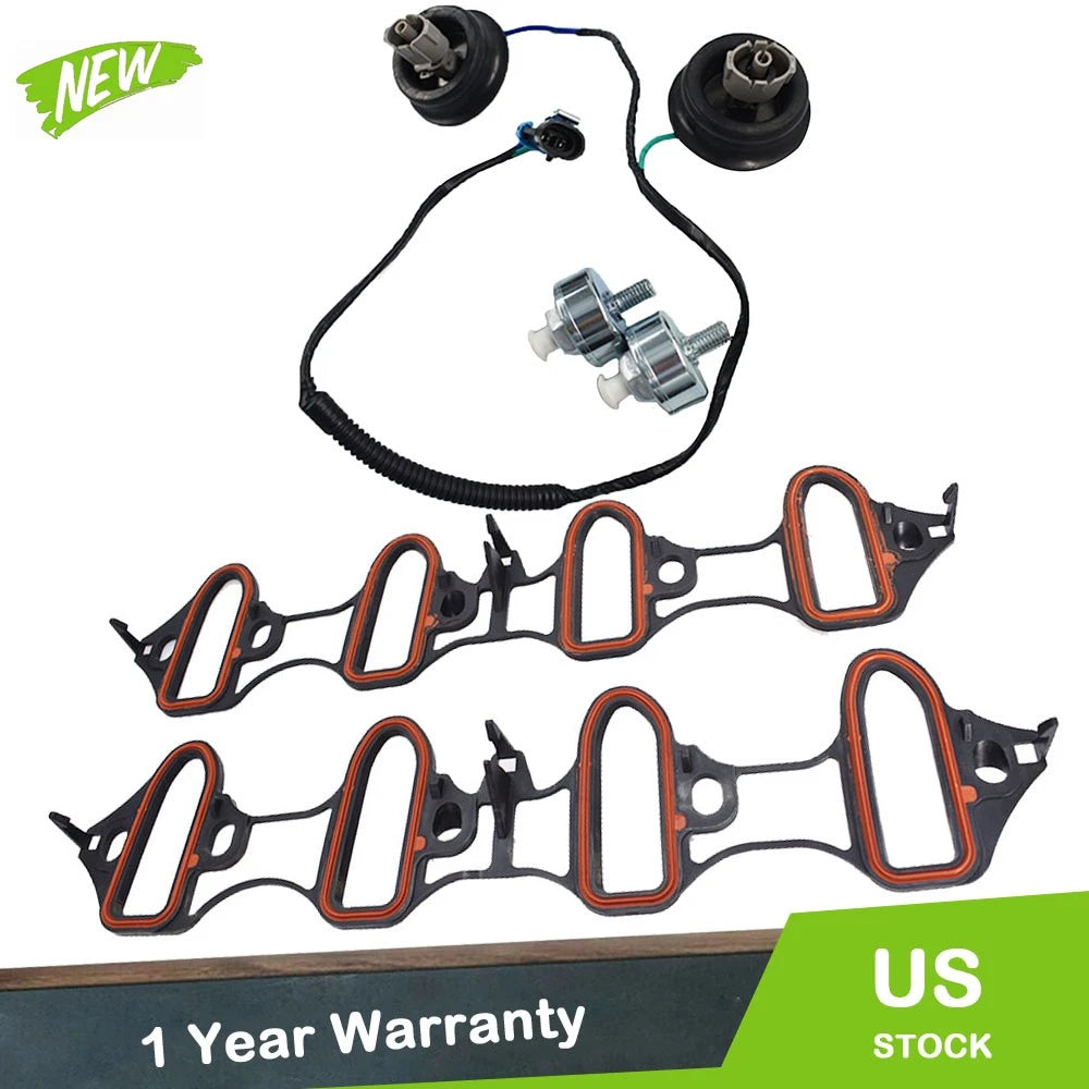 5PC Knock Sensor Harness & Intake Manifold Gasket Kit for Silverado Sierra
