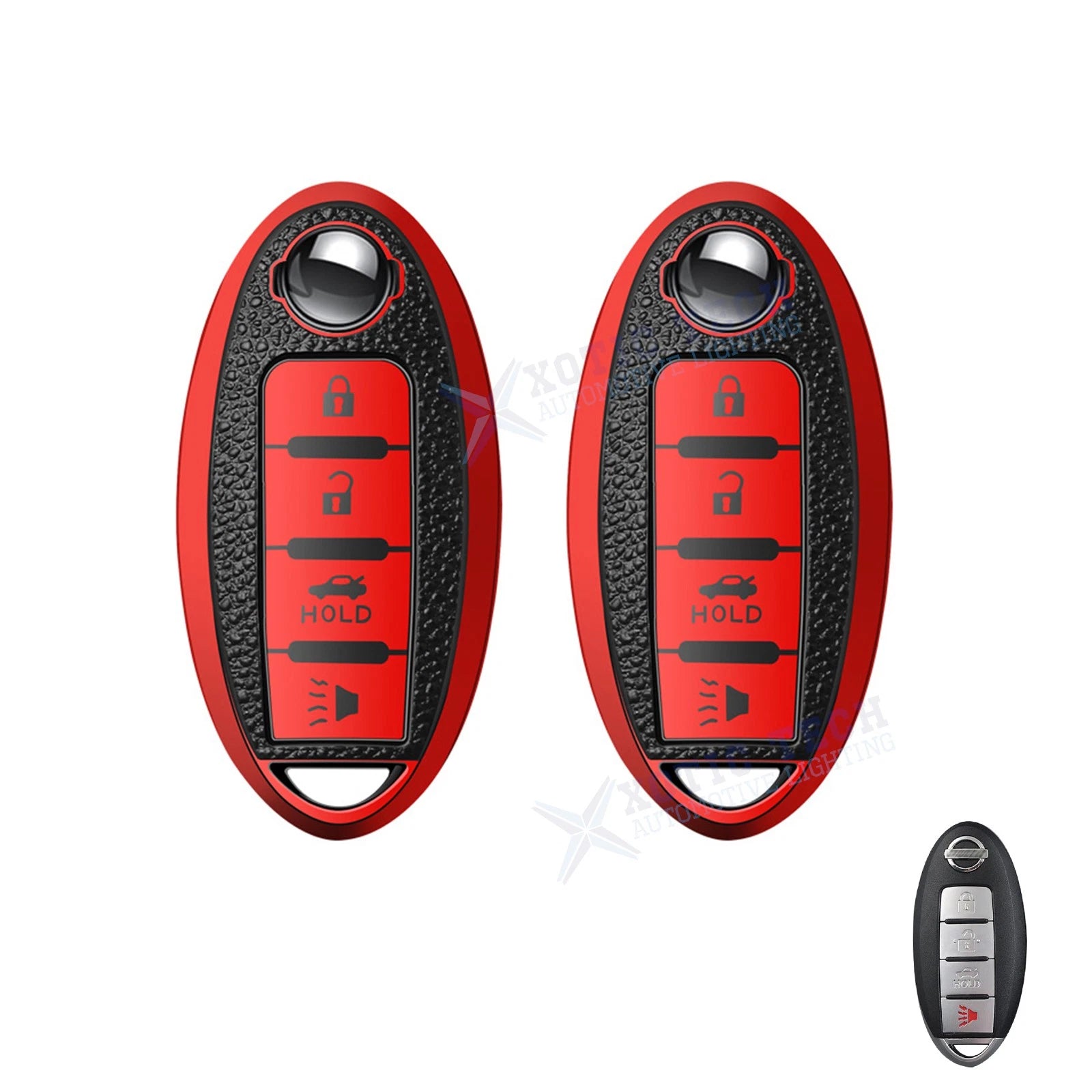 Soft Red TPU Leather Key Cover for Nissan (2010–2024)