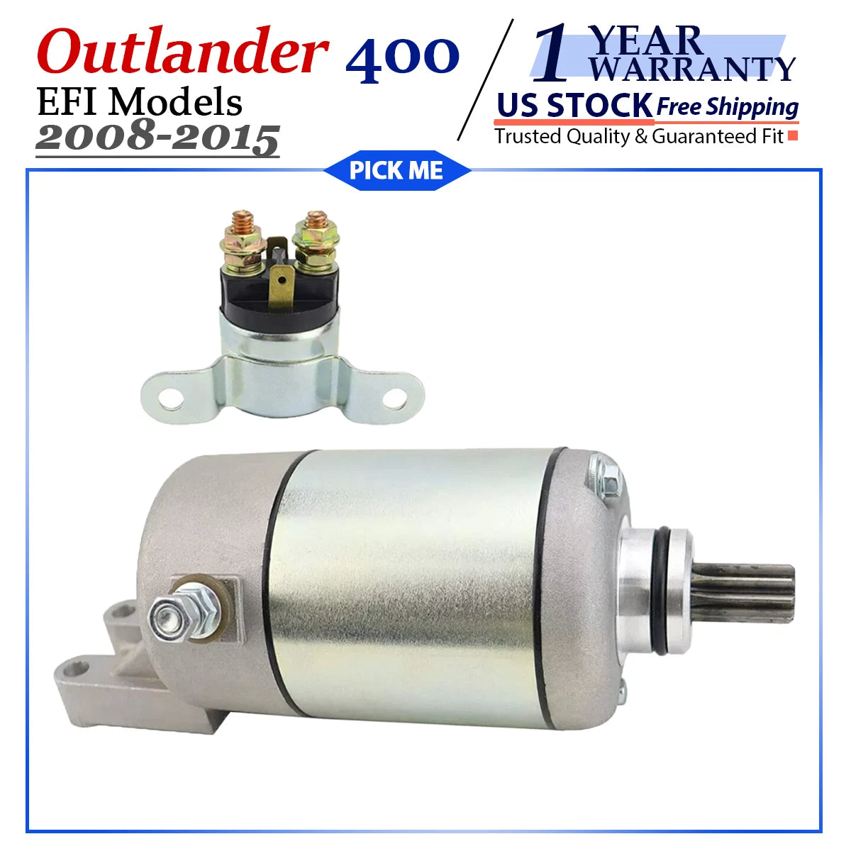 Starter Motor with Relay for Can-Am Bombardier Outlander 400 EFI (2008–2015)