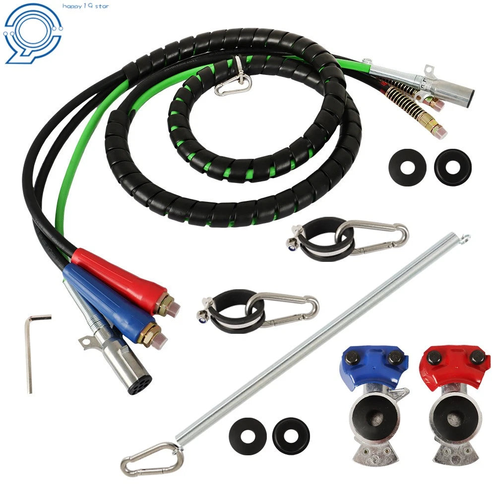 Set of 4 Air Line Hose Assemblies for Semi Truck Tractor Trailer (12 Feet)