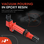 8x Red Ignition Coil for Jeep Grand Cherokee (1999–2007) Dodge Ram 1500 (1999–2007)