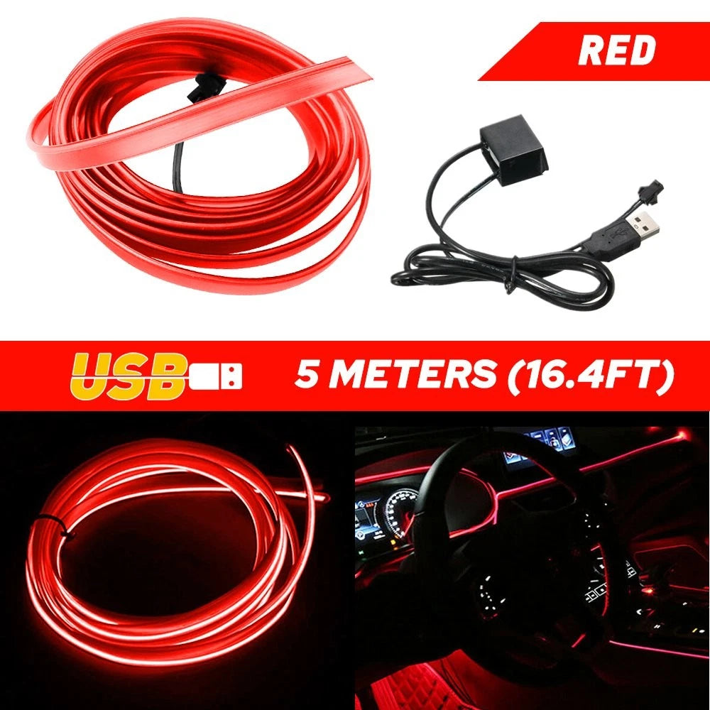 LED Interior Atmosphere Strip Lights for Car (500CM, Red)