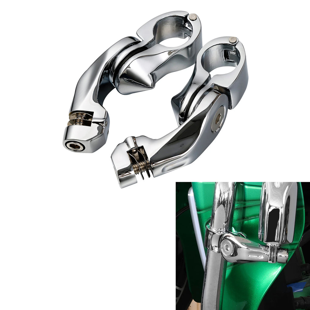 1 1/4" Chrome Short Angled Adjustable Highway Foot Peg Mount Kit for Harley