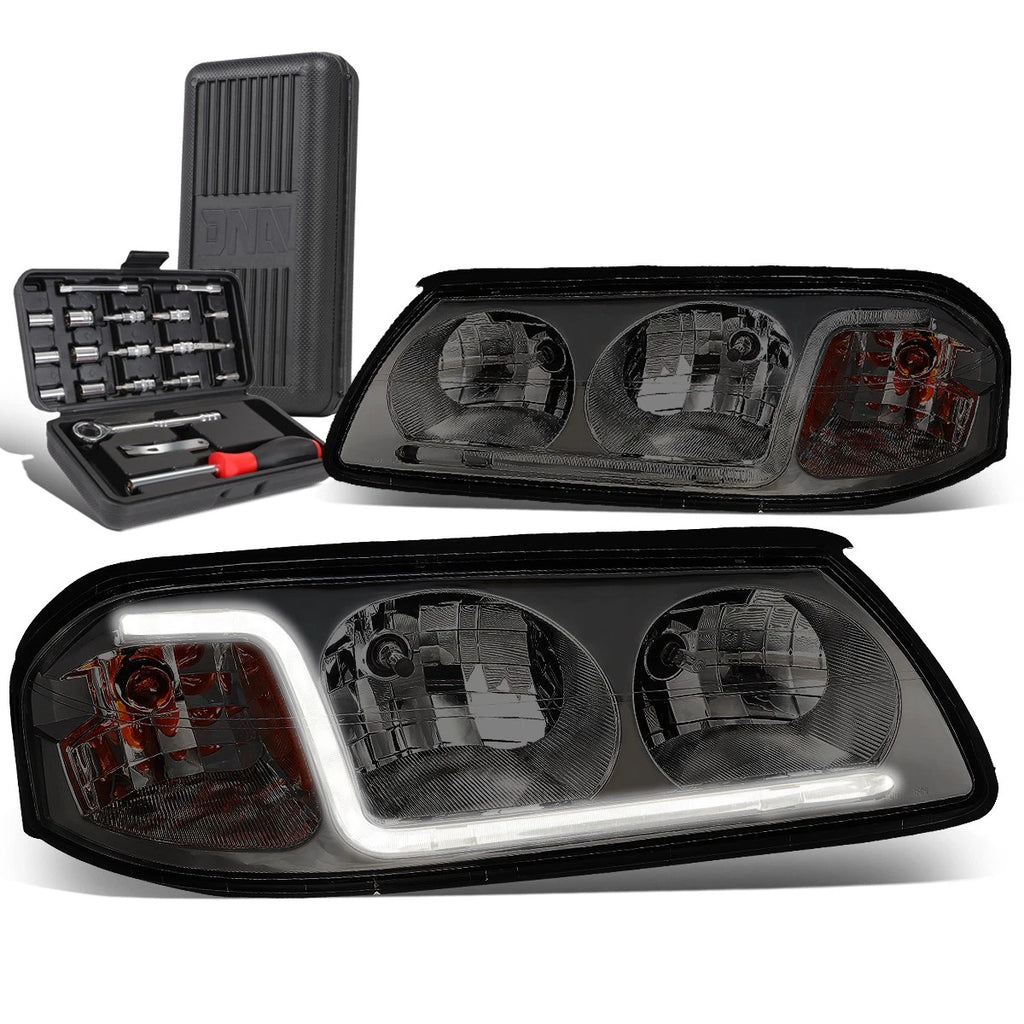 LED DRL Tube Headlights for Chevy Impala (2000–2005) - Smoked Amber Signal