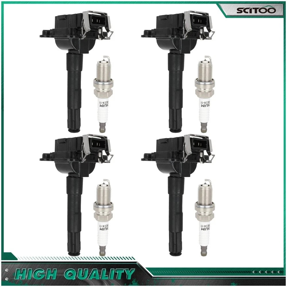 Set of 4 Ignition Coils & 4 Spark Plugs for Audi A4 S4 (1997–2002)