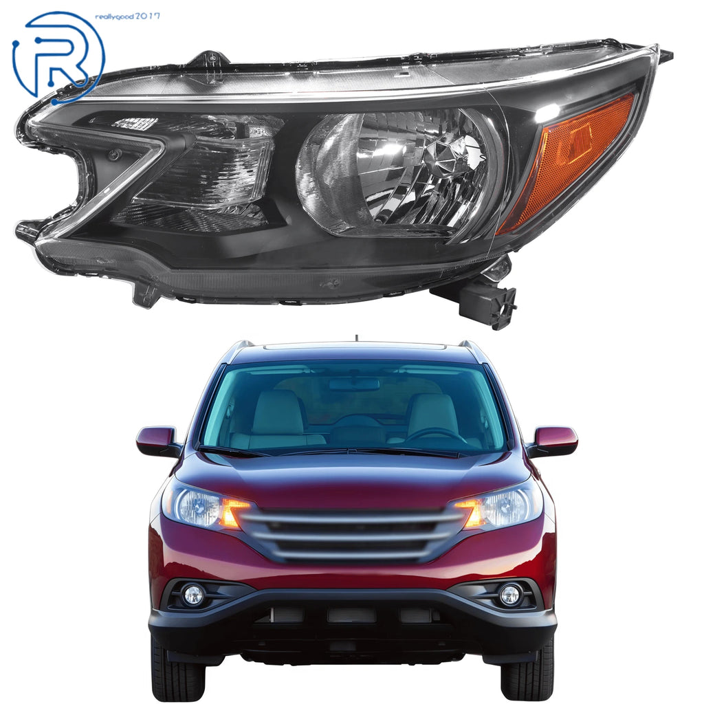 Halogen Headlamp for Honda CR-V (2012–2014) Left Driver Side Black Clear