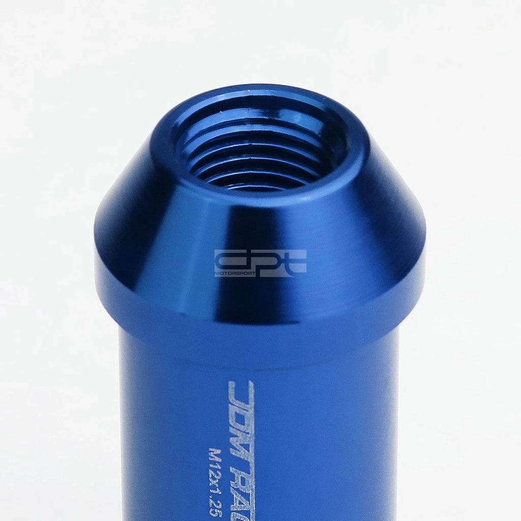 20 PCS Open End M12x1.25 50mm Tall Blue Aluminum Lug Nuts + Lock Key